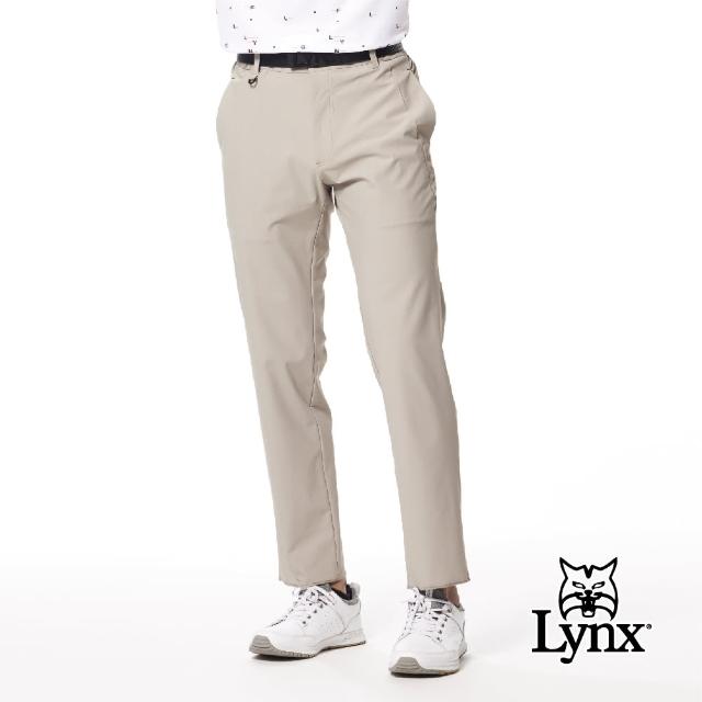 【Lynx Golf】男款日本進口面料環保素材抗UV涼感機能特殊剪裁造型口袋立體凸印設計平口休閒長褲(二色)