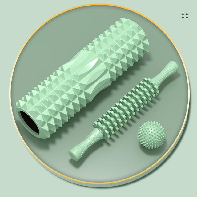 【AOAO】EVA泡沫軸狼牙棒瑜伽柱 健身瑜伽按摩滾筒 肌肉放鬆按摩器 按摩柱(45月牙款+M6+刺蝟按摩球)