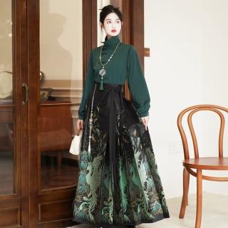 【巴黎精品】現貨+預購 中式套裝兩件式裙裝(中國風復古立領漢服馬面裙女裝v1be3)