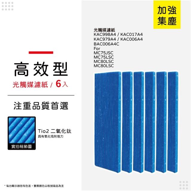 【蟎著媽】光觸媒濾網6入優惠組(適用 Daikin 大金 空氣清淨機 MC75LSC MC75JSC MC80LSC MC80JSC KAC998A4)