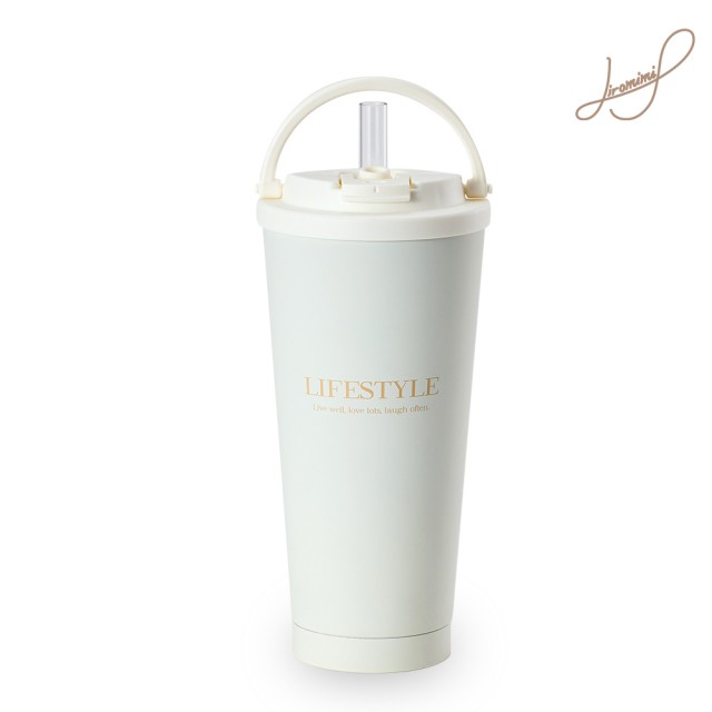 【Hiromimi】手提內瓷不鏽鋼吸管杯750ml(4色可選/保溫保冰/附粗細吸管各一)
