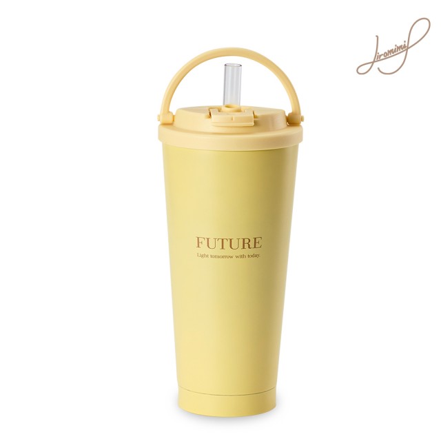 【Hiromimi】手提內瓷不鏽鋼吸管杯750ml(4色可選/保溫保冰/附粗細吸管各一)