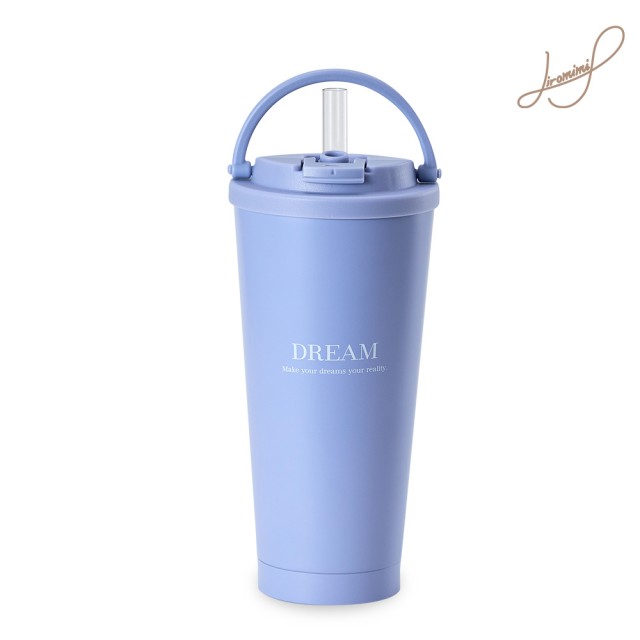 【Hiromimi】手提內瓷不鏽鋼吸管杯750ml(4色可選/保溫保冰/附粗細吸管各一)