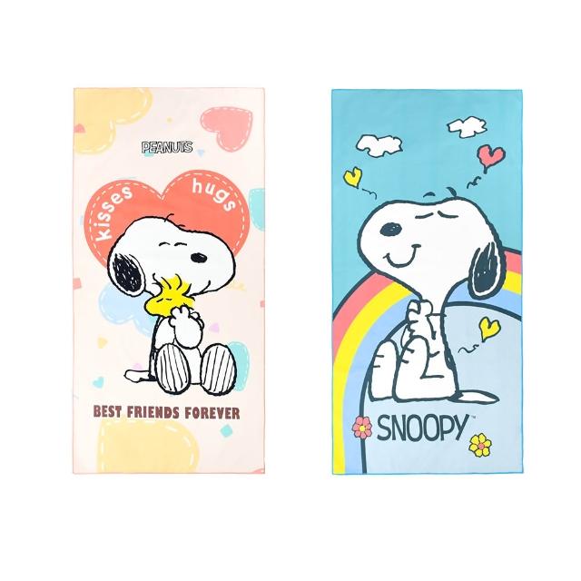 【SNOOPY 史努比】2條組-超細纖維吸水快乾大浴巾(正版授權 卡通浴巾 不掉棉絮)