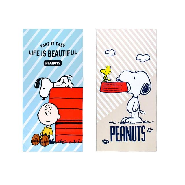 【SNOOPY 史努比】2條組-超細纖維吸水快乾大浴巾(正版授權 卡通浴巾 不掉棉絮)