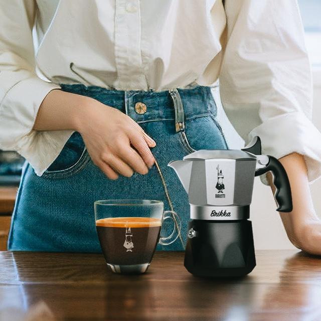 【Bialetti 比亞樂堤】極厚鑽石加壓摩卡壺BRIKKA-公司貨2杯份-銀(crema醇香/免插電/原廠保固2年)