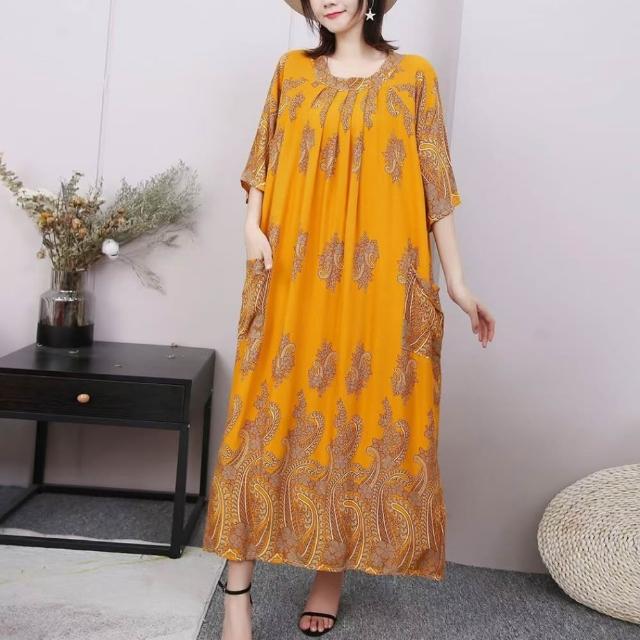 【巴黎精品】極速出貨 女連身裙寬鬆洋裝大尺碼長裙連衣裙A字裙大碼女裝(五分袖襯衫裙女裙子多款a1fd7 2G)