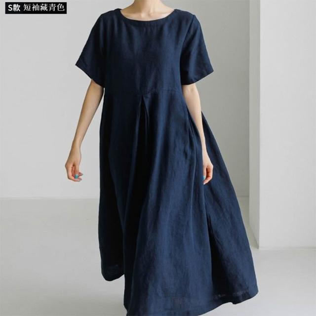 【巴黎精品】極速出貨 女連身裙寬鬆洋裝大尺碼長裙連衣裙A字裙大碼女裝(五分袖襯衫裙女裙子多款a1fd7 2G)