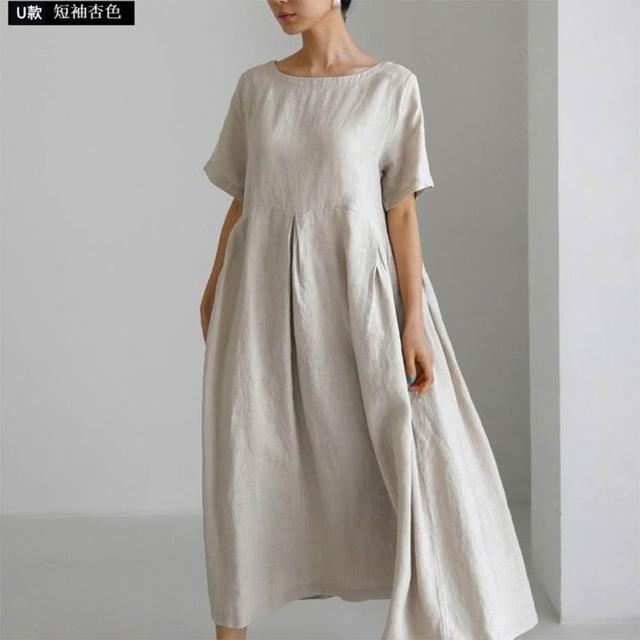 【巴黎精品】極速出貨 女連身裙寬鬆洋裝大尺碼長裙連衣裙A字裙大碼女裝(五分袖襯衫裙女裙子多款a1fd7 2G)