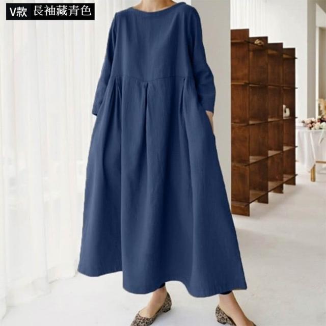 【巴黎精品】極速出貨 女連身裙寬鬆洋裝大尺碼長裙連衣裙A字裙大碼女裝(五分袖襯衫裙女裙子多款a1fd7 2G)