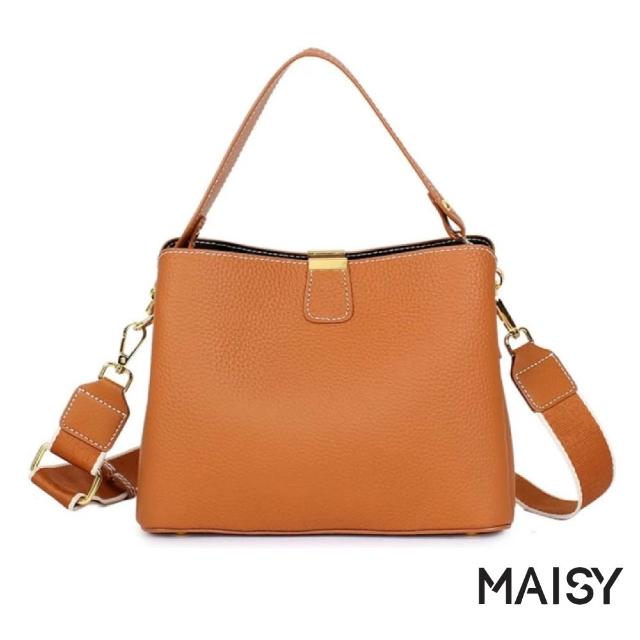 【MAISY】真皮時尚百搭雙肩帶質感頭層牛皮手提包 肩背包 (共兩款)