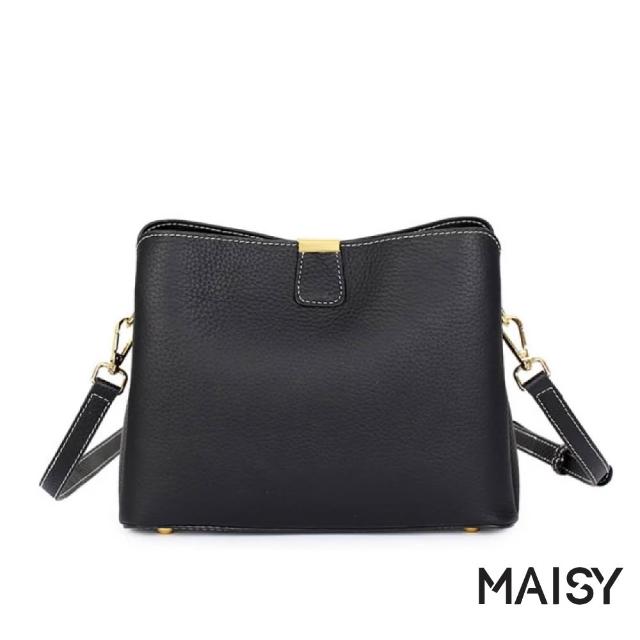 【MAISY】真皮時尚百搭雙肩帶質感頭層牛皮手提包 肩背包 (共兩款)