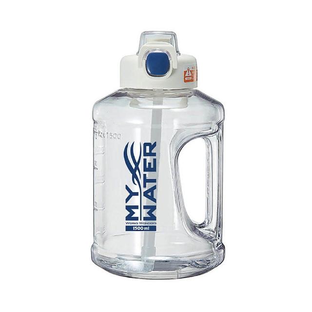 【Genki Bear 元氣熊】MY WATER 胖胖力士運動水壺/1500ml(健身/彈蓋/伸縮式吸管)