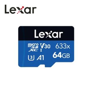 【Lexar 雷克沙】633x UHS-I A1 U3 64G microSD記憶卡(適用各種手機、攝影裝置)