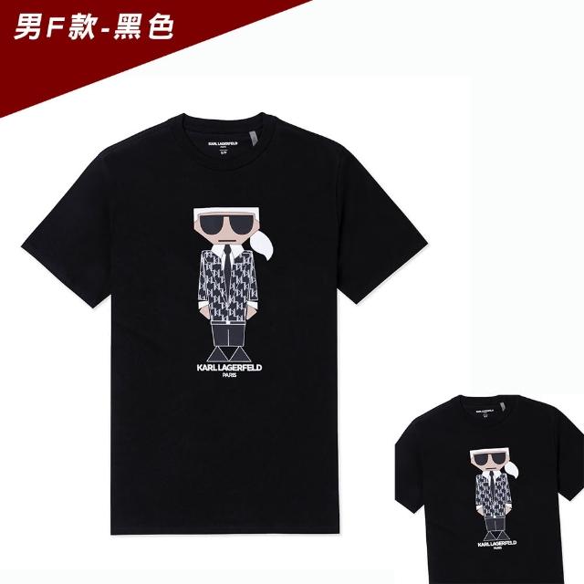 【KARL LAGERFELD 卡爾】老佛爺 經典印刷大Logo純棉圖案短袖T恤 上衣-多色選(專櫃款/平輸品/短T)