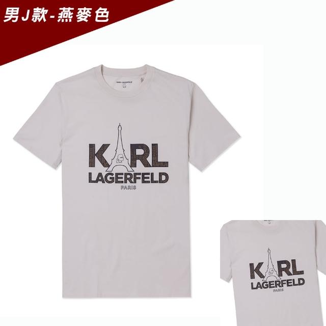 【KARL LAGERFELD 卡爾】老佛爺 經典印刷大Logo純棉圖案短袖T恤 上衣-多色選(專櫃款/平輸品/短T)