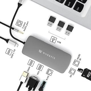 12911952 OL 【WORKFIX 渥克斯】MA-10 Type-C 十合一多功能hub傳輸擴充集線器(100W PD快充/4K HDMI/網口/SD)