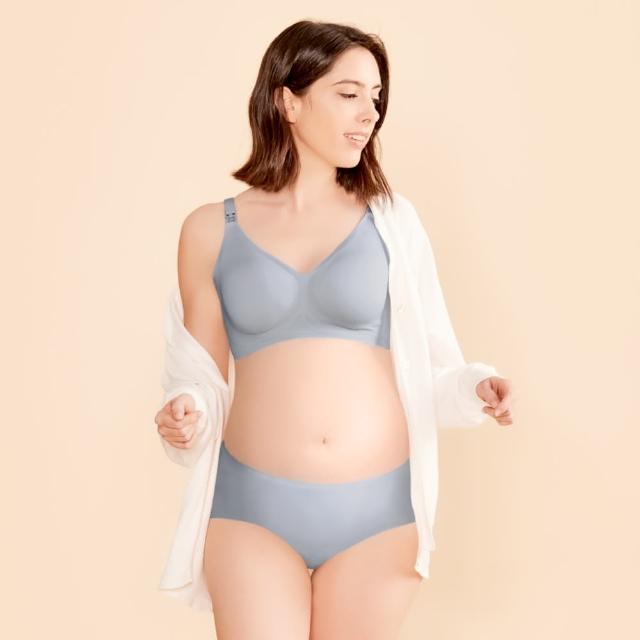 【Gennies 奇妮】哺乳內衣褲成套 冰絲涼感無鋼圈內衣 中腰內褲 低腰內褲(孕婦內衣 上開扣 孕婦內褲 A71B71)