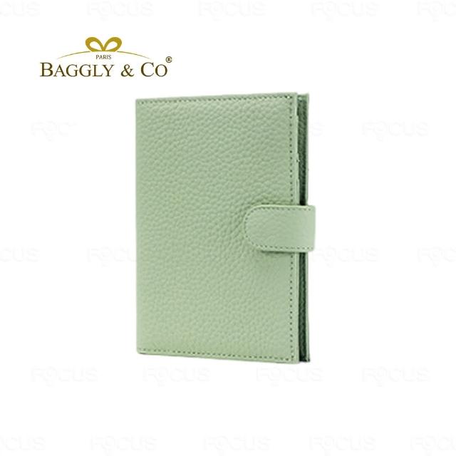 【BAGGLY&CO】雙11 格拉蒂RFID防盜刷頭層牛皮多夾層錢包護照夾 粉/藕/紫/淺綠/焦糖/