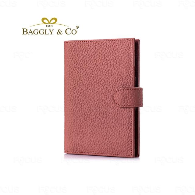 【BAGGLY&CO】雙11 格拉蒂RFID防盜刷頭層牛皮多夾層錢包護照夾 粉/藕/紫/淺綠/焦糖/