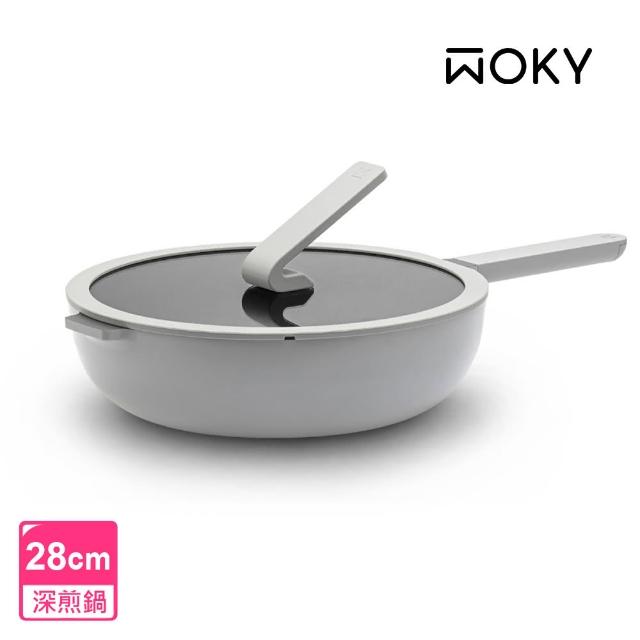 【WOKY 沃廚】哈哈鍋2.0雙鍋組-26cm淺煎鍋+28cm深煎鍋(Ticera系列/不沾鍋/平底鍋)