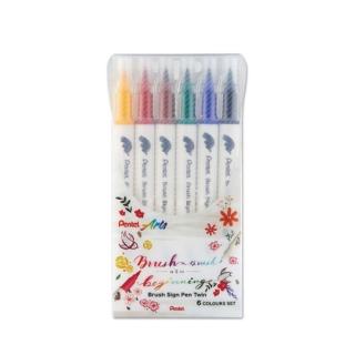 【Pentel 飛龍】水性雙頭柔繪筆6色組SESW30C-06