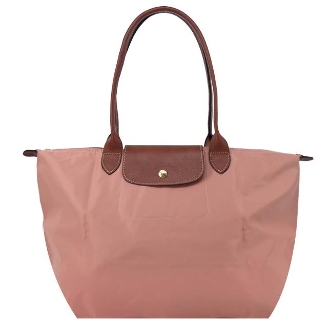 【LONGCHAMP】經典原創/刺繡長把再生尼龍摺疊肩背水餃包(大/多色選)