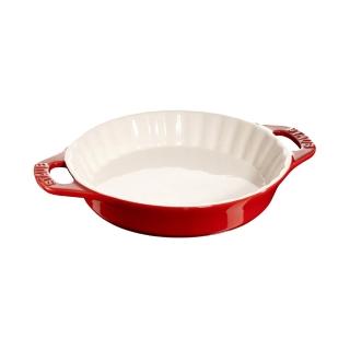 12967370 OL 【STAUB】陶瓷雙把波浪烤盤派盤24cm-櫻桃紅/1.2L(德國雙人牌集團官方直營)