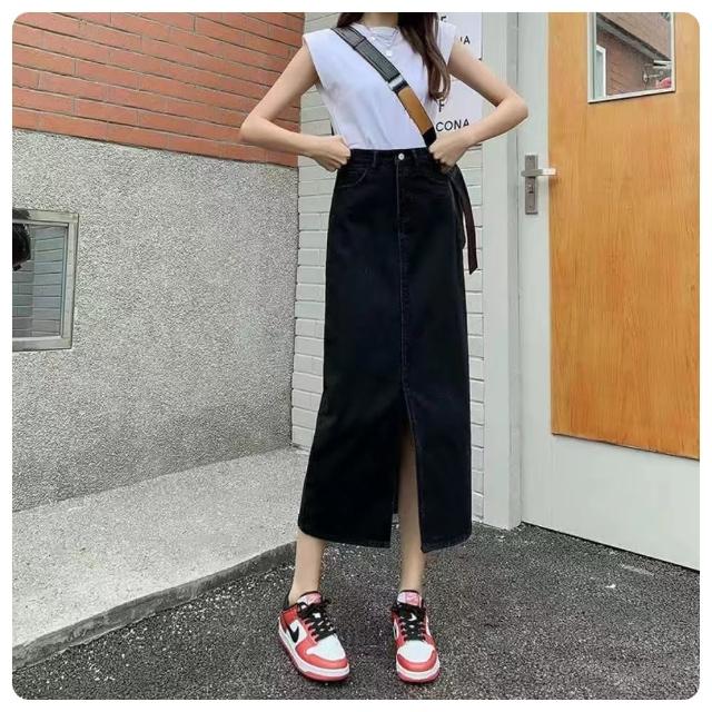 【ASister 小姊姊】*出清品*現貨在庫★A字牛仔長裙☆加大尺碼顯瘦高腰收腹A字牛仔裙/長裙(3色_XS-5XL)