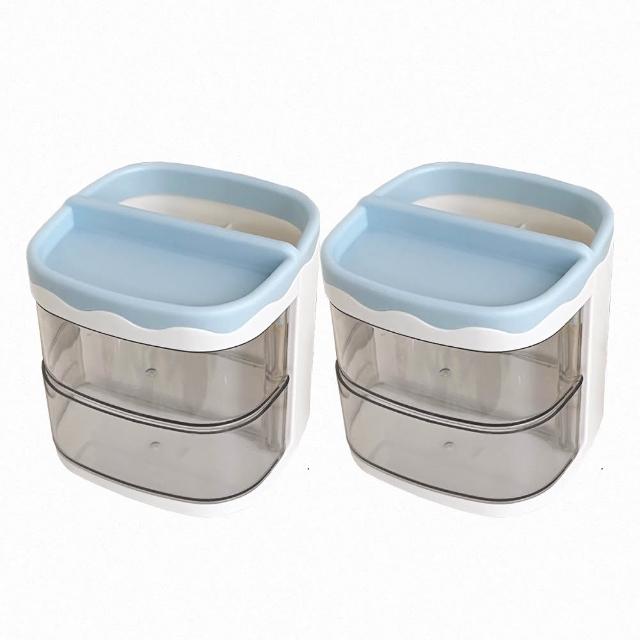 雙龍筆筒 超可愛桌上雙層旋轉筆筒-2入組(旋轉筆筒文具收納小物收納桌面置物盒髮