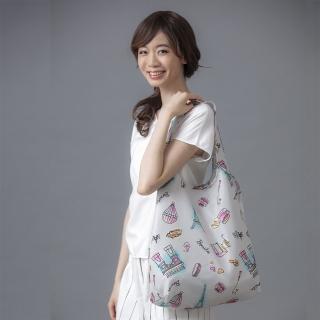 【Bonita 葆倪】父親節送禮精選 巴黎風-大購物袋 965-4302-82 淺灰色底(大環保購物袋)