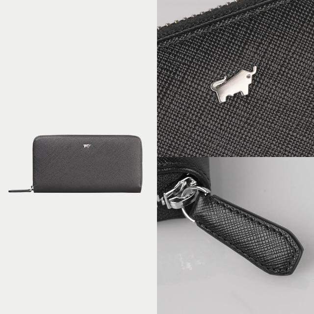 【BRAUN BUFFEL 德國小金牛】尚恩A 12卡拉鍊長夾-黑色(BF354-602-BK) 父親節送禮