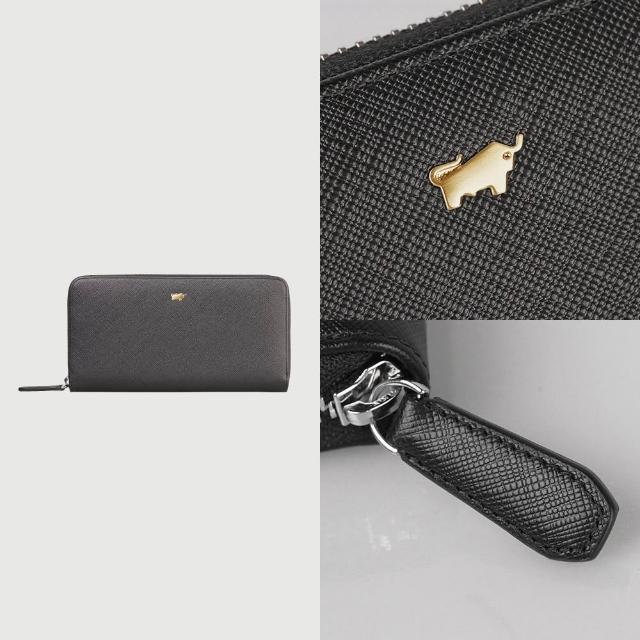 【BRAUN BUFFEL 德國小金牛】尚恩A 12卡拉鍊長夾-黑色(BF354-602-BK) 父親節送禮