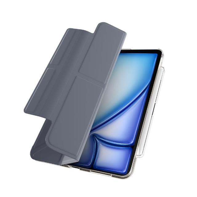 【MAGEASY】2026 iPad Air 11吋 Facet 全方位支架透明背蓋保護套（筆槽款）(支援2025-24 iPad Air 11吋)