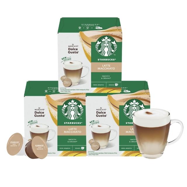 【NESCAFE Dolce Gusto】星巴克 拿鐵咖啡膠囊12顆x3盒(適用雀巢多趣酷思咖啡機)