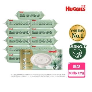 【HUGGIES 好奇】小森林新生兒超厚濕巾 80抽X12包 (純水嬰兒濕紙巾/含蓋濕紙巾)