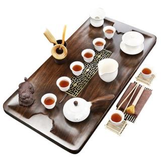 【PKS】實木茶盤排水式整套陶瓷茶具(茶杯組/茶具組/泡茶壺/功夫茶具/品茶杯/茶器/茶托盤)