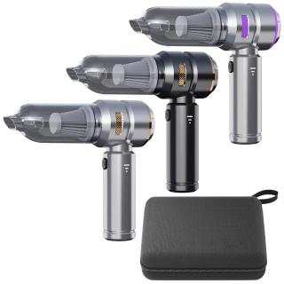 【IS】FAN-6659 車載/家用小型無線手持式四合一充氣抽氣吹塵吸塵風扇 附硬殼收納包(三檔調節/電量顯示)