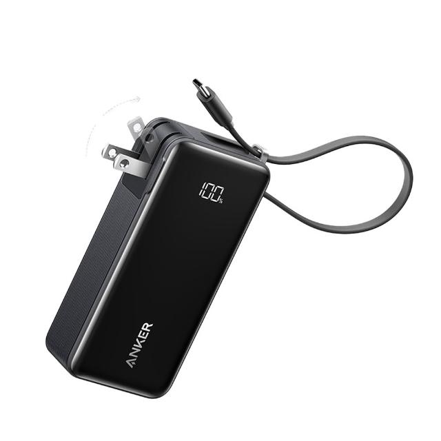 【Anker】官方授權直營 A1637 行動電源 10000mAh 30W 三合一自帶線自帶插頭(黑/白 Wh標示/螢幕顯示)