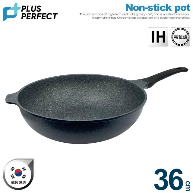 【PERFECT 理想】韓國晶鑽2代IH不沾炒鍋36cm無蓋深藍 韓國製造(可用於IH爐及各式爐具)