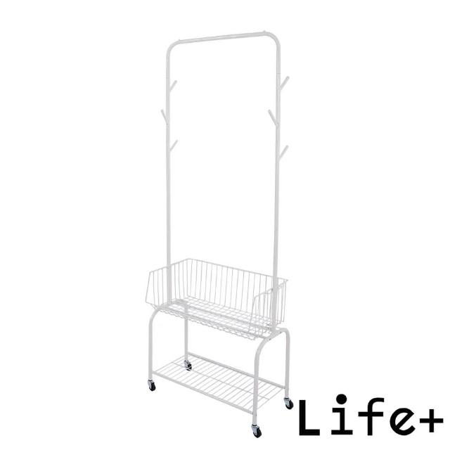 【Life+】全新福利品_法式簡約多功能奶油風移動式落地衣帽架/掛衣架/收納衣櫃_4色任選(掛衣架 衣櫃 層架)