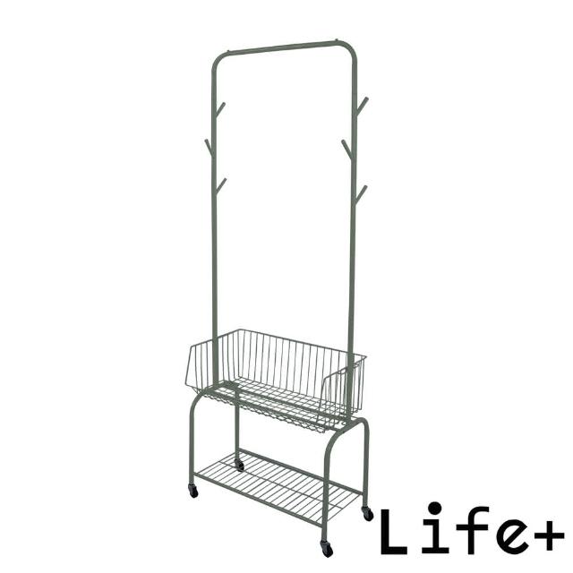 【Life+】全新福利品_法式簡約多功能奶油風移動式落地衣帽架/掛衣架/收納衣櫃_4色任選(掛衣架 衣櫃 層架)