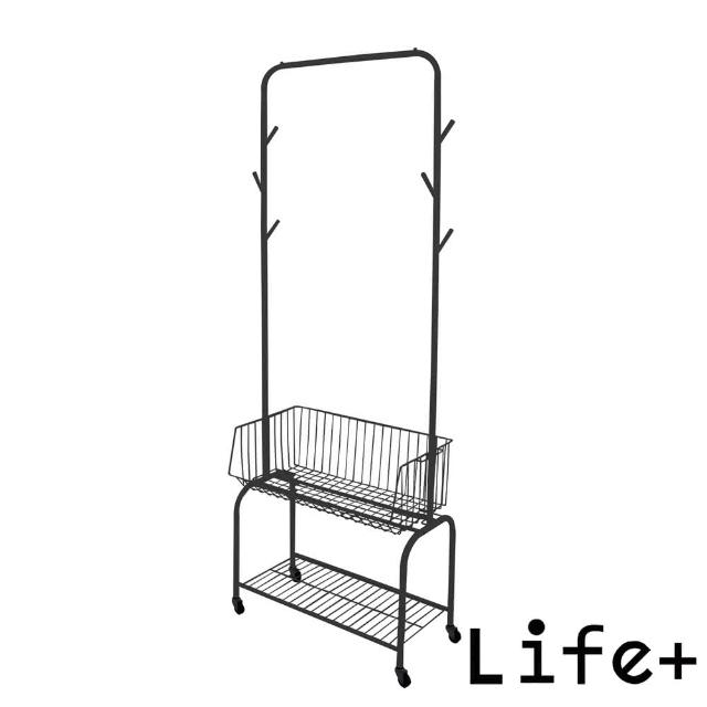 【Life+】全新福利品_法式簡約多功能奶油風移動式落地衣帽架/掛衣架/收納衣櫃_4色任選(掛衣架 衣櫃 層架)