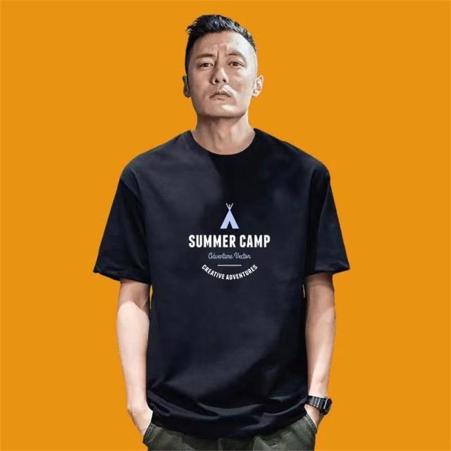 【LEESA】純棉短袖\寬鬆版\上衣\Oversize T-shirt\印花上衣\t恤\男裝\休閒短t\落肩上衣\打