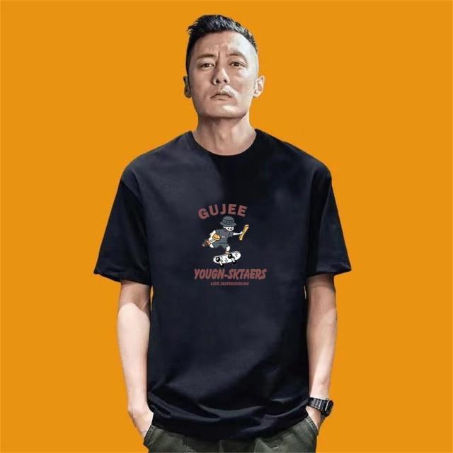 【LEESA】純棉短袖\寬鬆版\上衣\Oversize T-shirt\印花上衣\t恤\男裝\休閒短t\落肩上衣\打