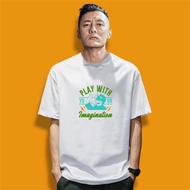 【LEESA】純棉短袖\寬鬆版\上衣\Oversize T-shirt\印花上衣\t恤\男裝\休閒短t\落肩上衣\打