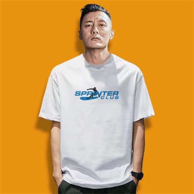 【LEESA】純棉短袖\寬鬆版\上衣\Oversize T-shirt\印花上衣\t恤\男裝\休閒短t\落肩上衣\打