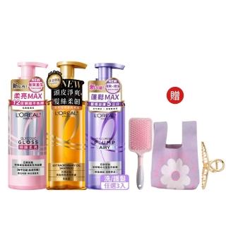 【L’OREAL Paris 巴黎萊雅】玻尿酸水光豐盈/黃金胜肽修護洗髮露/護髮素440ml_3入組(洗髮精/護髮)