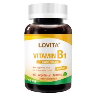 【LOVITA 愛維他】緩釋型維生素B1素食錠*1瓶(50mg 添加維生素B12)