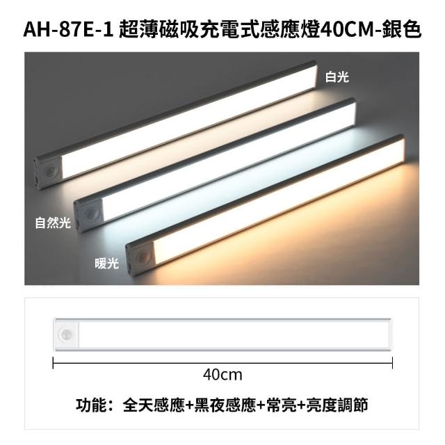 【IDREES 伊德萊斯】LED磁吸人體感應燈 三檔調光 USB無線超薄 40cm(LED燈 小夜燈 櫥櫃燈條 樓道燈)